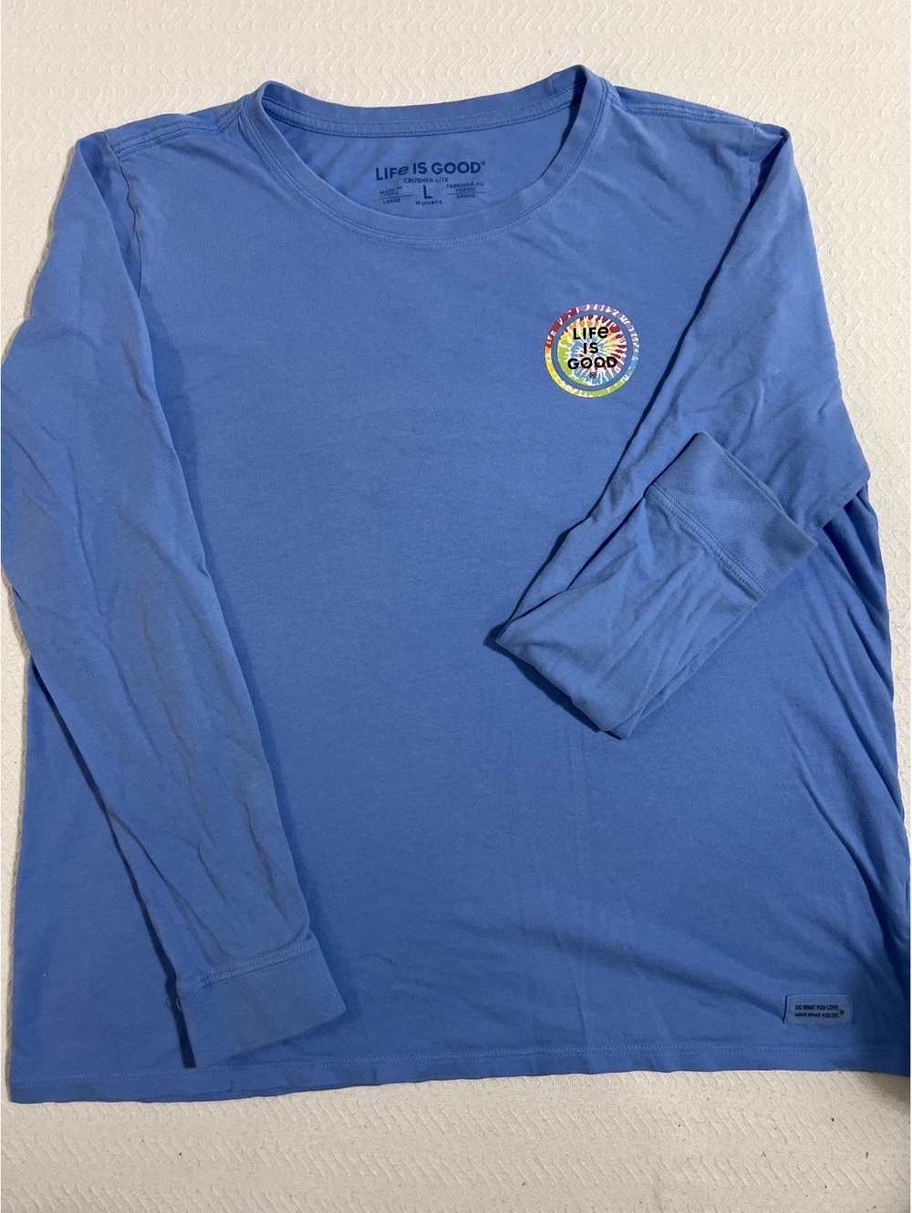 Life is Good Women's Long Sleeve Crusher-Lite T-Shirt Large Blue